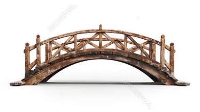 Wooden bridge isolated on white background
