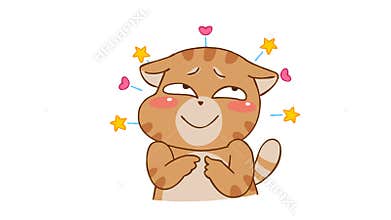 Animated Chubby Cat Blushing - White Background