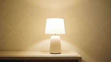 Warm table lamp illuminating cozy minimal room