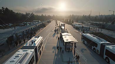 Buses parked at transport depot