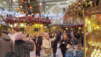 Minsk Belarus December 5 2025 People walk and take photos