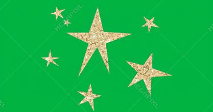 Design tool displaying six mosaic stars floating on blue canvas, showing transparent background