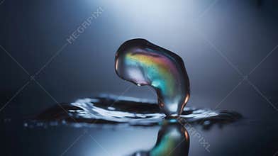 Iridescent Bubble Texture with Hook-Like Shape and Reflective Surface