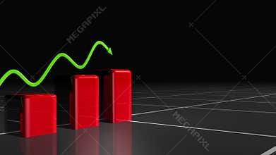 Animated graphic showing growth with a green arrow