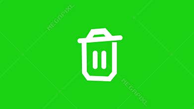 White Dustbin Icon Animation on Green Screen Background