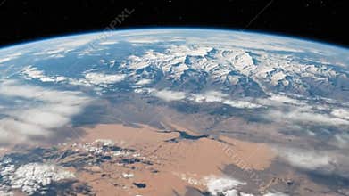 Earth Orbit: Stunning View of Mountains, Deserts, and Clouds from Space