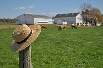 Amish straw hat on a Pennsylvania farm