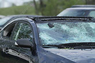 Automobile ruined by hail storm