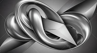 Abstract metallic knot design with smooth, flowing lines and gradients