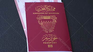 Bahraini passport for travelling, flying and doing business. Bahrain document, id