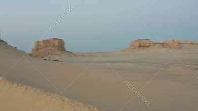 Aerial Drone Footage of Fayoum Sand Dunes Oasis and Desert Views