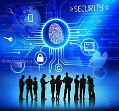 Silhouettes of Business People and Security Concepts