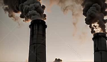 Dramatic Industrial Chimney in Overcast Sky