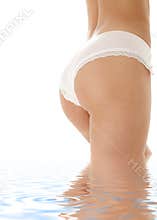 Pink panties voluptuous back in water