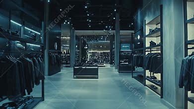 Modern clothing store interior displaying luxury fashion apparel