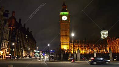LONDON, UNITED KINGDOM - DEC 1, 2013: Trafic jam near London Westminister House of Parlament at Parlament square on December 1