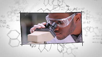 Lab assistants working in front of chemical drafts
