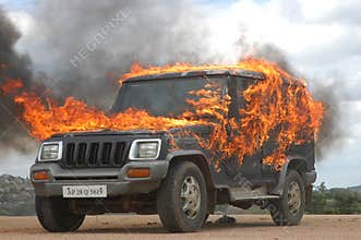 Police Car at Bomb blast Hyderabad India