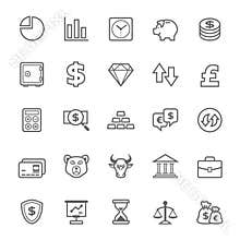 Set of Outline stroke Finance and Stock icon
