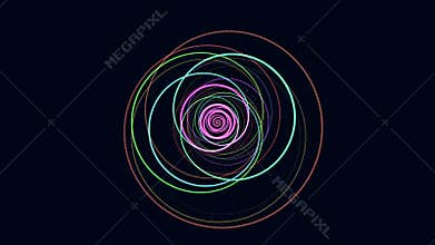 Colorful clockwise spiral pattern formed by swirling lines
