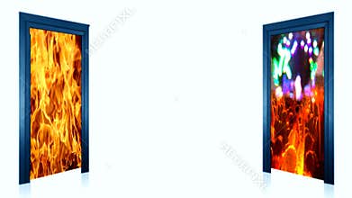 Afterlife heaven opening door