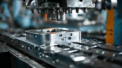 Medium shot of aluminum stamping machine creating lightweight vehicle body parts emphasizing durability and corrosion
