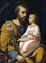 Saint Joseph holding child Jesus