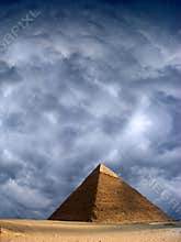 Great Pyramid Cheops Giza Ancient Egypt Stormy Sky