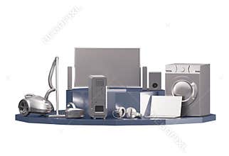 Set of Home Appliances / Electronics on White