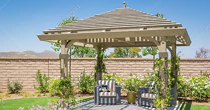4k Contractor Facing Custom Pergola Drawing Transitioning to Photograph
