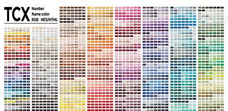 Color table Pantone FHI system. Vector color palette with number, named color swatches, chart conform to pantone RGB, HTML and HEX