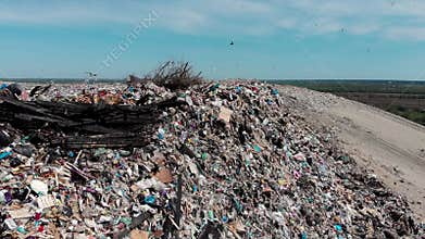 Mountain large garbage pile and pollution,Pile of stink and toxic residue,These garbage come from urban and industrial