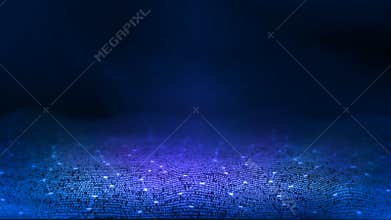 3D Rendering of Abstract technology background. Computer programming script software coding on blur glowing binary style.