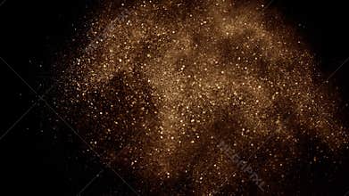 Beautiful animation flying shiny glitter flickering particles on a black background alpha channel