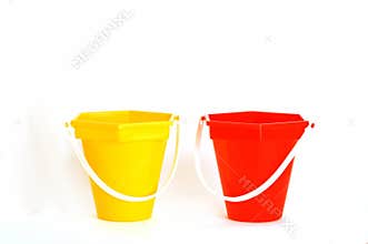 Red and yellow buckets
