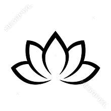 Black calligraphic lotus blossom. Yoga symbol. Simple flat vector illustration