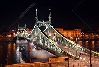 Liberty bridge nightscape, Budapest