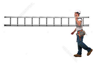 Builder with ladder