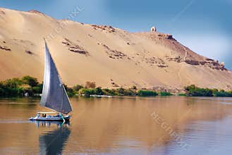 Felucca sailing on Nile river, Egypt