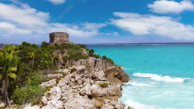 Tulum ruins in Caribbean sea at Mayan Riviera
