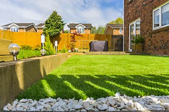Modern garden with a new Planted Lawn