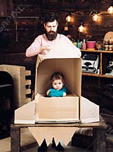 Dream about career of cosmonaut. Family and childhood. Earth day concept. Education and kid idea development. Travel and