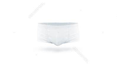 Blank white mens under pants mock up front side, isolated.