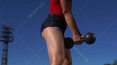 Slow Motion - Fitness Girl Doing Squats Exercise