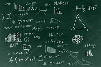 Chalkboard with writing math formula background, back to school education concept.