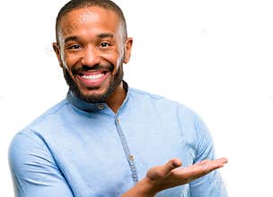 African young man isolated over white background