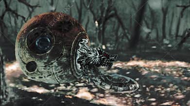 Alien wolf emerges from the capsule and jumps