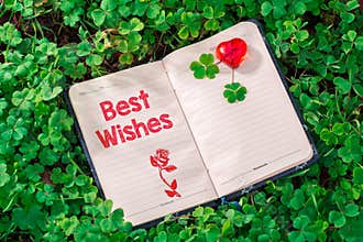 Best wishes text in notebook