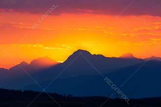 Sun setting behind Apuane Alps