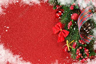 Happy New Year and Merry Christmas. New Year red background